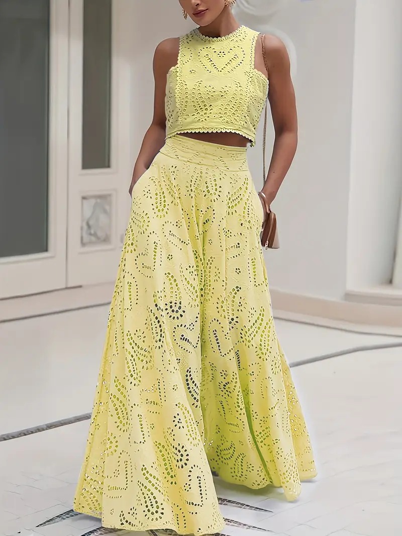 Elegant Embroidered A-Line Dress & Vest