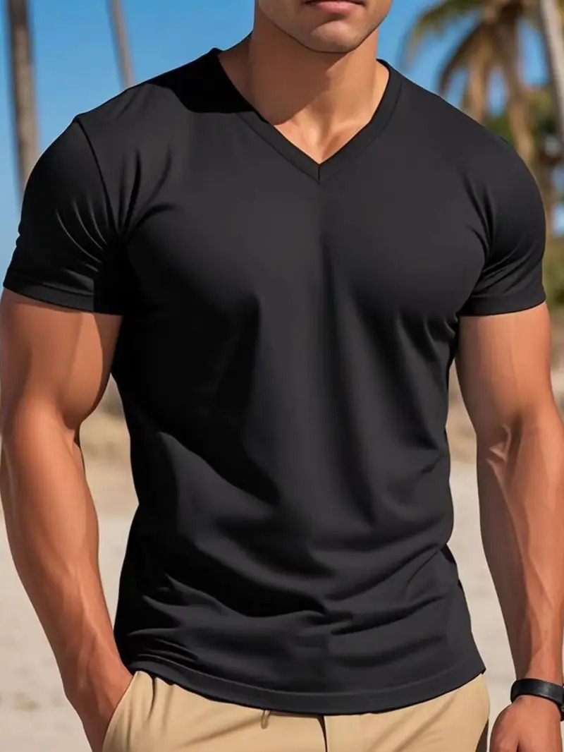 Men’s Classic Black V-Neck T-Shirt